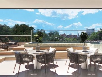 Lounge externo com piscina